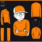 long-sleeved bright orange t-shirt image